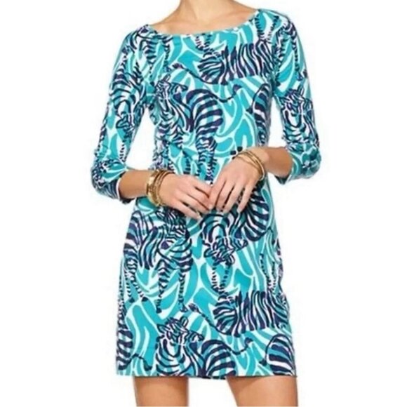Lilly Pulitzer Women’s Dress Size XS Pima Cotton 3/4 Sleeves Zebra Print - Picture 1 of 7